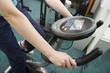 young woman goes in for sport in the gym