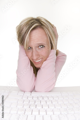 Photo: frustrated teenage girl using computer frustrated teenage girl using computer