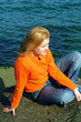girl resting at seaside