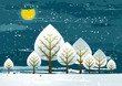 landscape with  trees, vector
