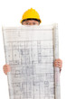 male architect with a building blueprint