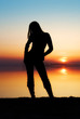 the girl on a background of a decline