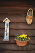wall of farm with wooden shoe