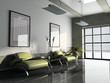 ofise interior two green armchairs 3d rendering ofise interior two green armchairs 3d rendering