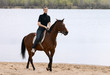 girl on horse at beach