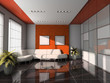 offes interior with orange ceiling 3d rendering offes interior with orange ceiling 3d rendering