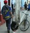 homme transportant une dinde