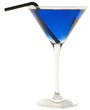blue cocktail with straw