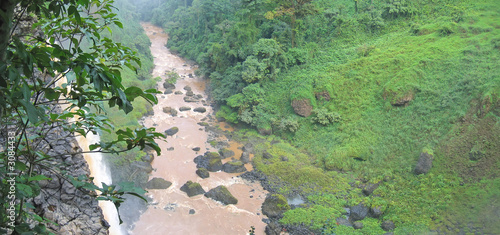 high waterfall in the tropical jungle with a river, cameroon, af
