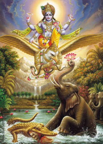 Photo: indian god vishnu with garud dav the vahan of vish indian god vishnu with garud dav the vahan of vish