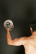working out with dumbbell