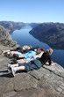 people looking down at pulpit rock