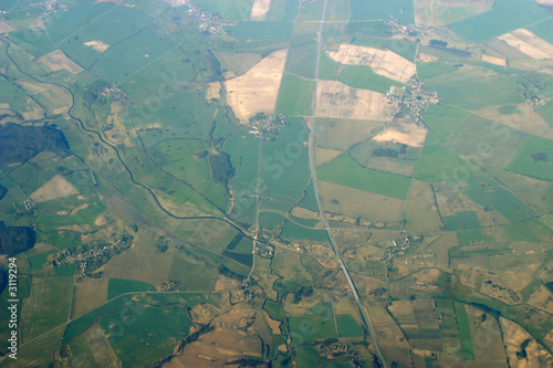 Photo: aerial view - roads, fields and villages aerial view - roads, fields and villages