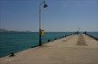 empty seashore before summer season
