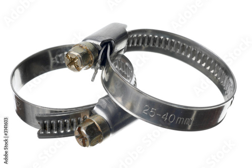 Photo: two clamps on white isolated background two clamps on white isolated background