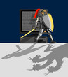 knight with shield protecting pc