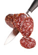 smoked sausage and knife