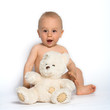 cute infant with teddy bear