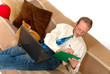businessman working on laptop at home