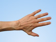 main gauche bleu