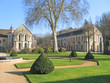 church and its garden, fonteney french abbey, france
