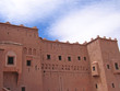 detail of oriental maroccan architecture on a wall of a red fort
