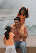Photo: father and twin daughters father and twin daughters