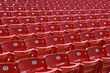 red plastic seats, front