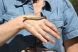 garter snake on woman's hand