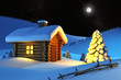 house in snow mountain