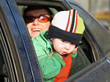 mother with baby in car mother with baby in car