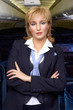 blond air hostess