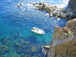 small boat in riomaggiore creek, the cinque terre, italia