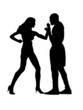 woman versus man fight white