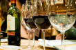 glasses of wine in restaruant