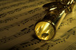 gold flute - music concept background