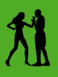 woman versus man fight light green