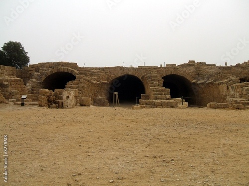 Ancient rooms with arches in Caesarea 