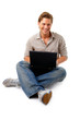 young man sitting with laptop