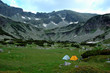 tourist tent in the mountains