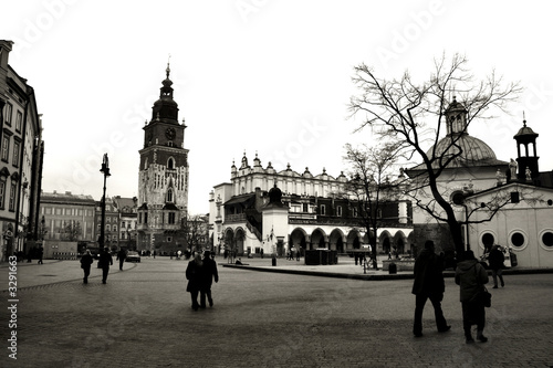 krakow in black and white