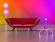 modern red couch
