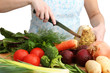 cutting veggies