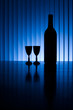 wine bottle with two glasses