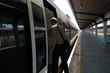 getting on train