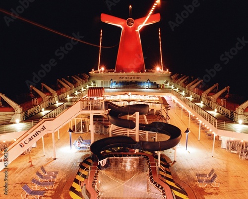 cruise ship at night