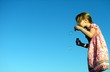 kid, soap-bubble, and blue sky