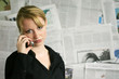 newspaper - businesswoman - mobile phone