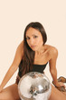 woman and discoball woman and discoball
