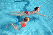 mother and son swiming